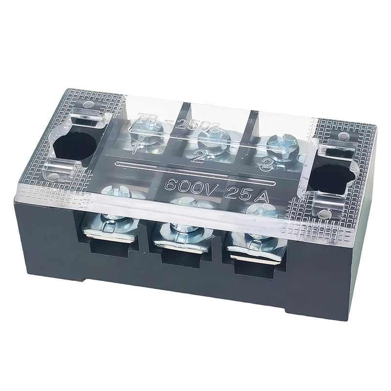 1PCS Dual Row Grounding Strip Wire Connector TB2503 Thick Copper Screw Terminal Block Flame Retardant Durable 600V 25A