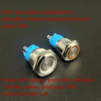 12 16 19 22MM Metal Button Switch LED Light Waterproof Momentary  Self-Locking Car Engine Power Supply 5V 6V12V24V 220V Red Blue