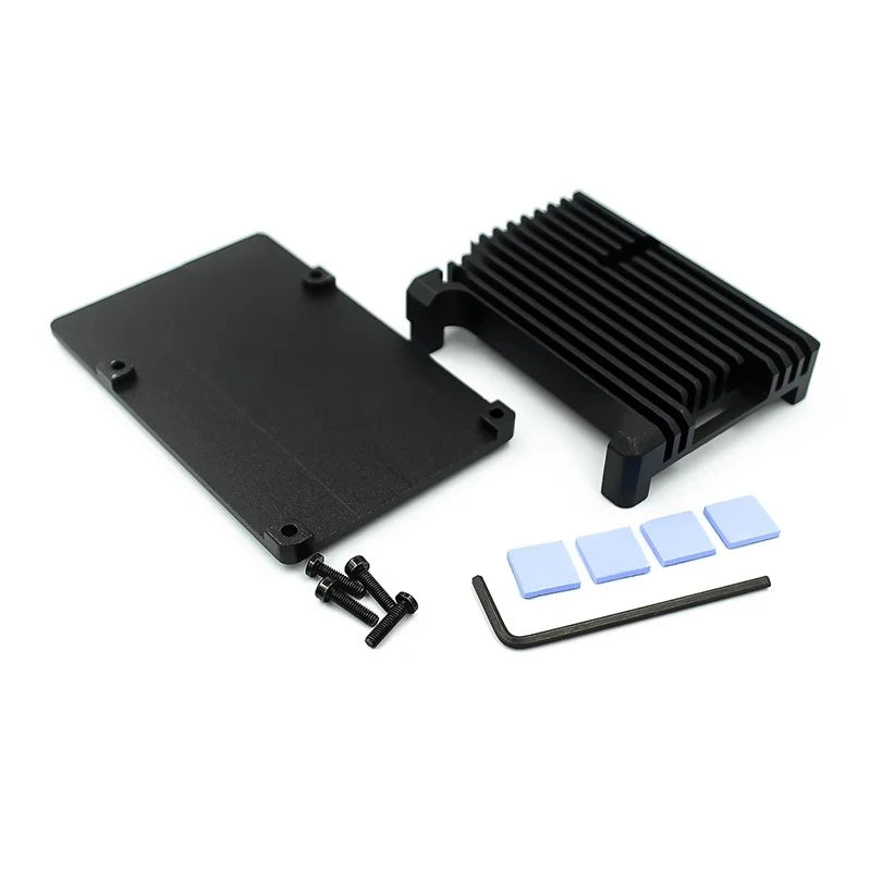 Raspberry Pi 4/3 Aluminum Case with Dual Cooling Fan Metal Shell Black Enclosure for RPI Raspberry Pi 4B/3B/3B+