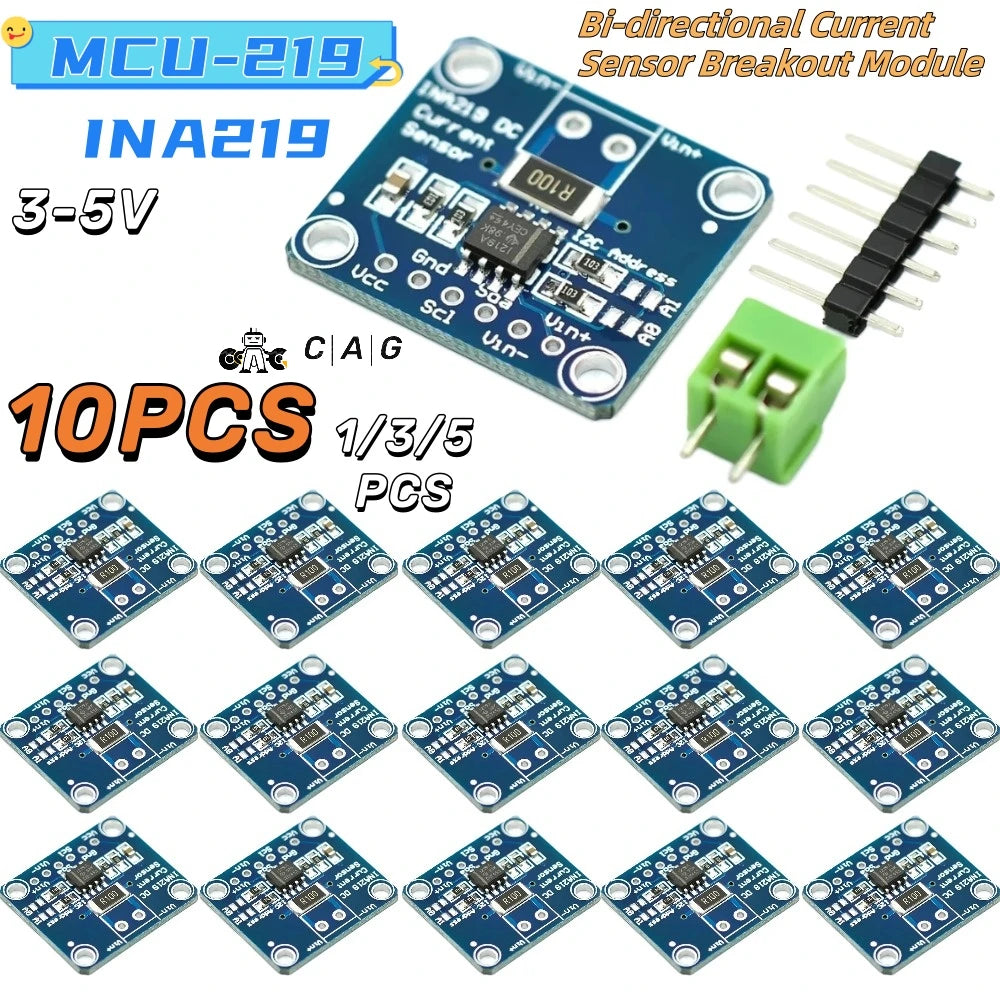 1 -10PCS Zero INA219 MCU-219 Bi-directional Current Sensor Breakout Module I2C Zero Drift Power Monitoring Sensor Module