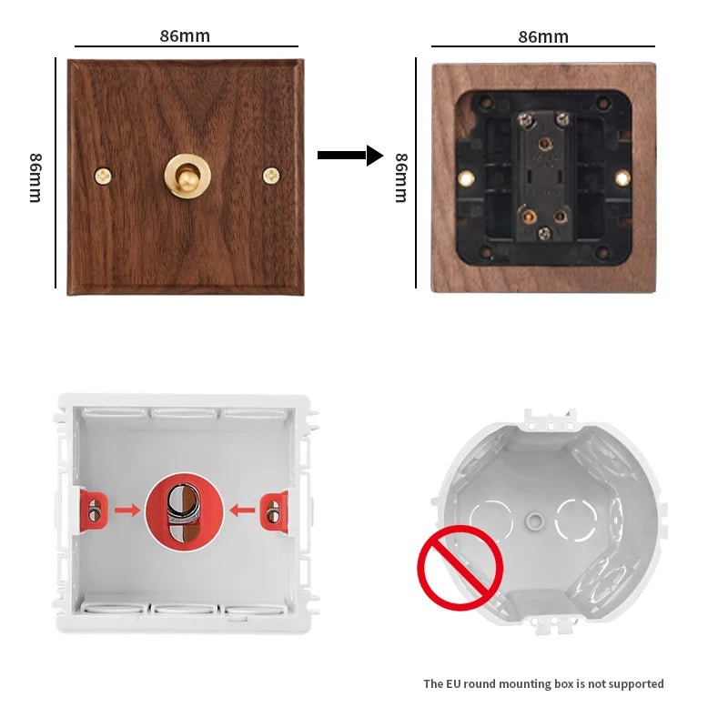 1/2/3/4gang1/2way European Vintage Passage Wall Light Solid Wood Brass Toggle Panel Switch Power Outlet, Antique Home Decor