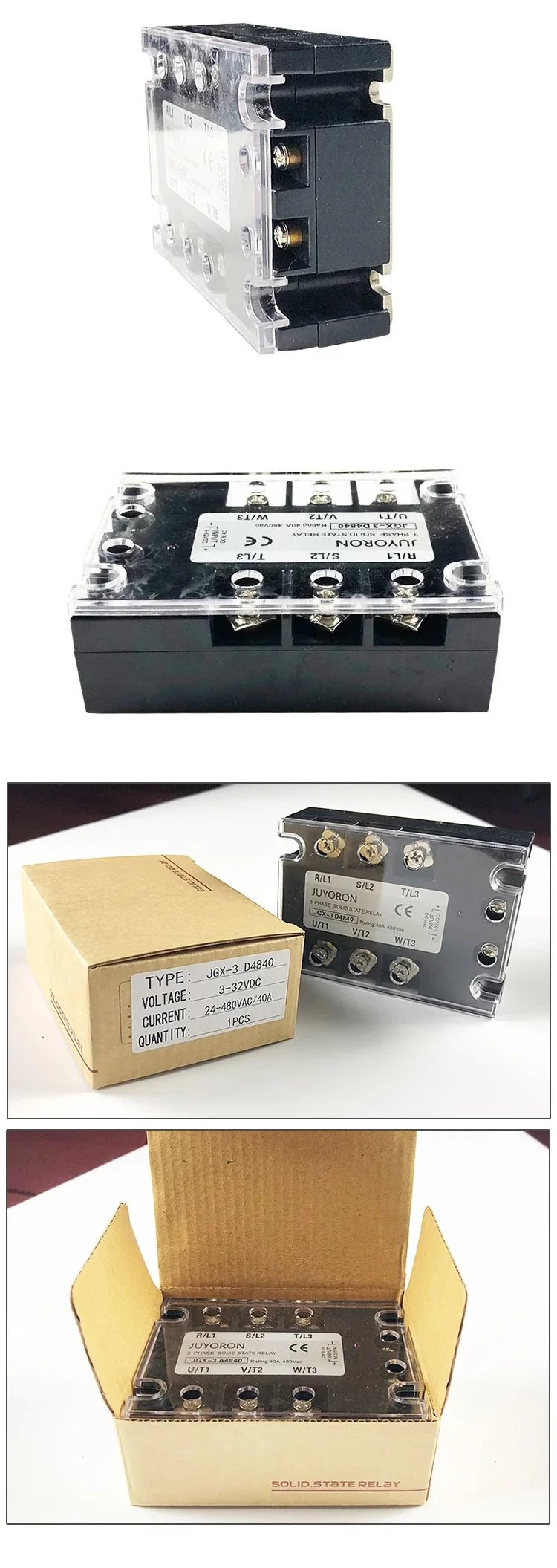3 Phase DC-AC 10A 25A 40A DA 60A 80A 100A 200A Three Phase SSR 3-32V DC Control 24-480V AC Solid State Relay SSR JGX-3 D4840