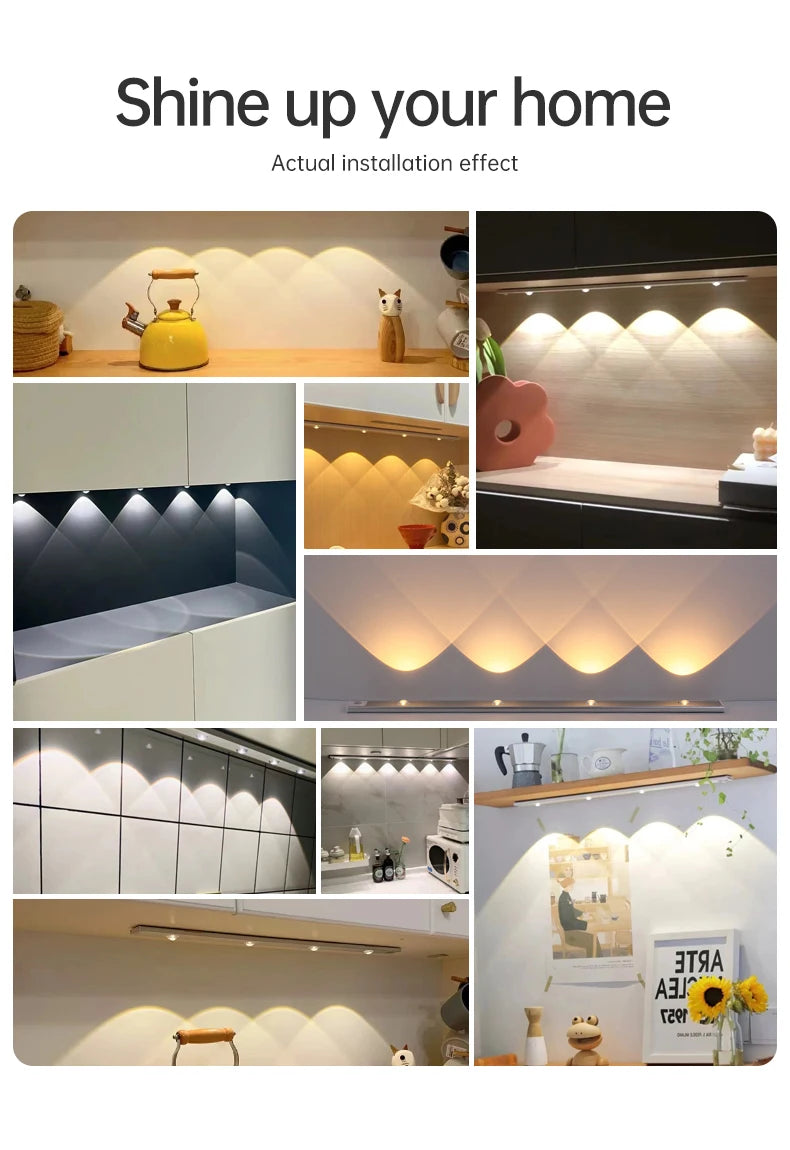 LED Cabinet Light USB Rechargeable Motion Sensor Dimmable LED Night Lamp For Kitchen Wardrobe Closet Home Lighting 20/30/40/50CM