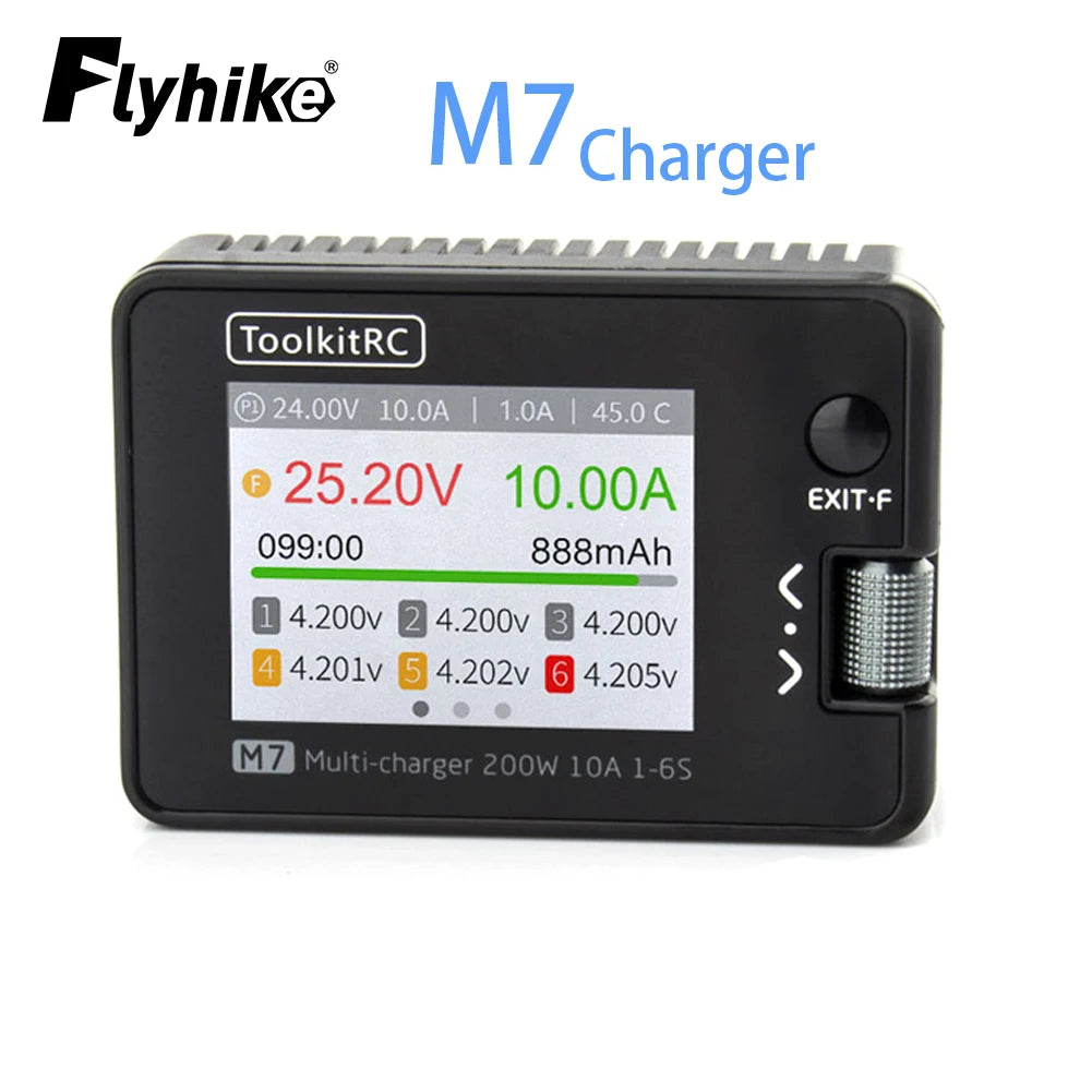 ToolkitRC M7 200W 10A Balance Charger Discharger With Voltage Servo Checker ESC Tester 1-6S Lipo Battery Charger