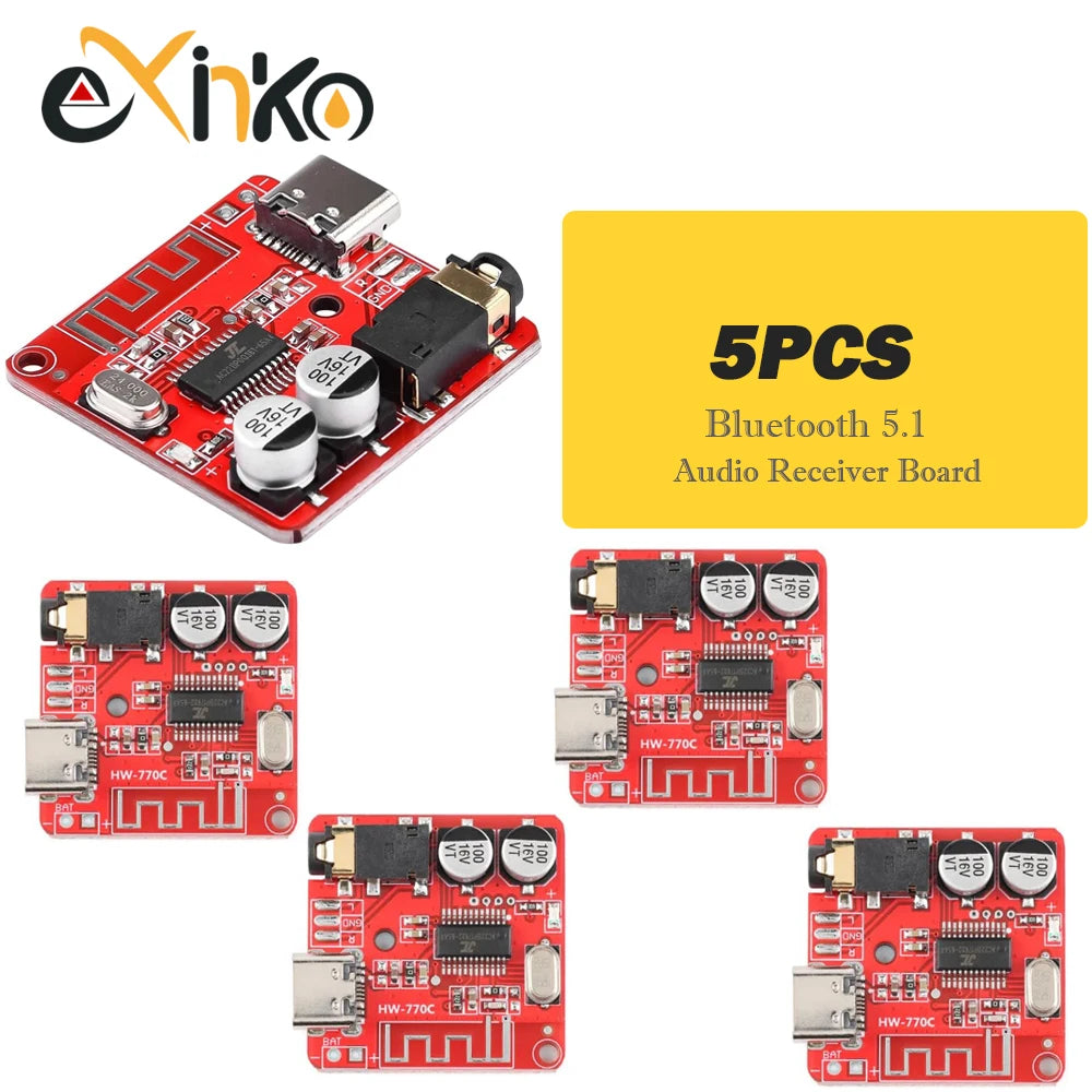 1-10PCS Bluetooth Audio Receiver Board Bluetooth 5.1 MP3 Lossless Decoder Micro USB 3.5mm Audio Output Amplifier Module Type-C