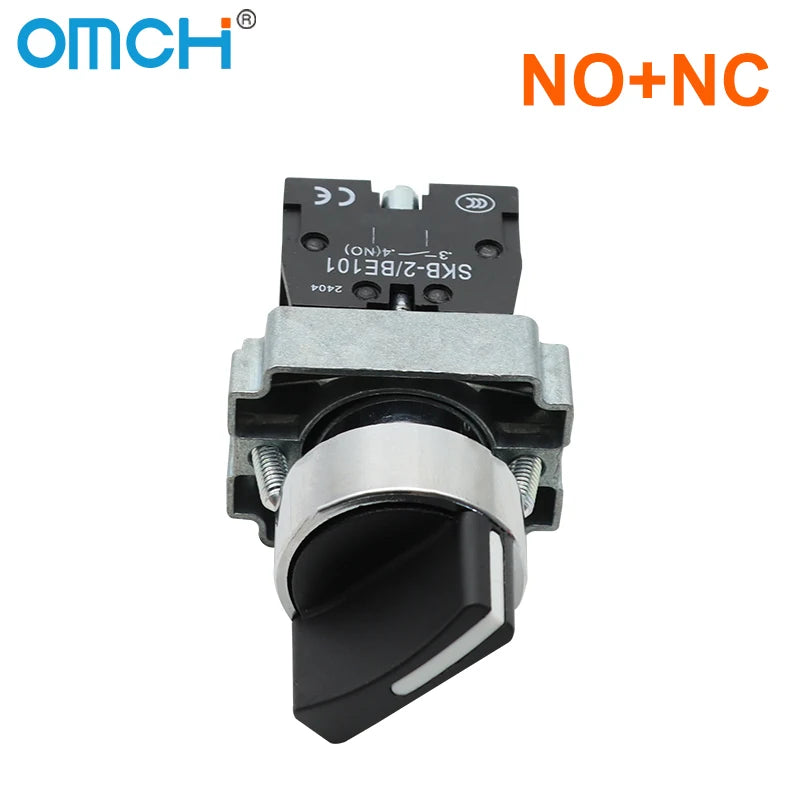 OMCH Button Switch Self Reset SKB2 Small Mushroom Head Emergency Stop 22mm Knob Key Start Inching Power On