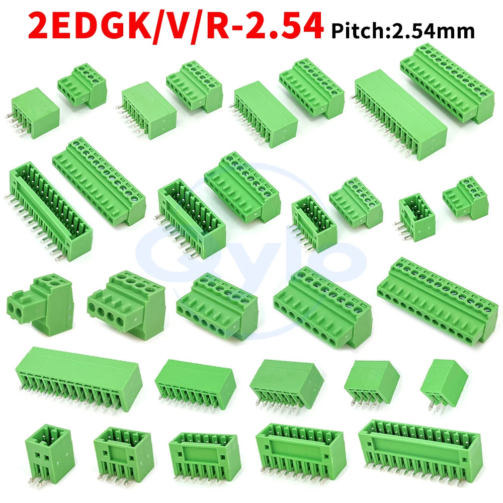 (1 Pcs) KF 2EDGK 2EDGV 2EDGR - 2.54mm Plug-in Terminal Blocks 15EDGK / V / R  Straight and Angled Pin Sockets 2EDG 2.54