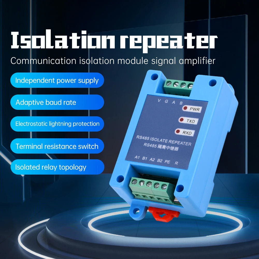 DC 12-36V RS485 Isolation Repeater Hub 2-port Communication Isolation Module Signal Amplifier Supports Din35mm Guide Rails