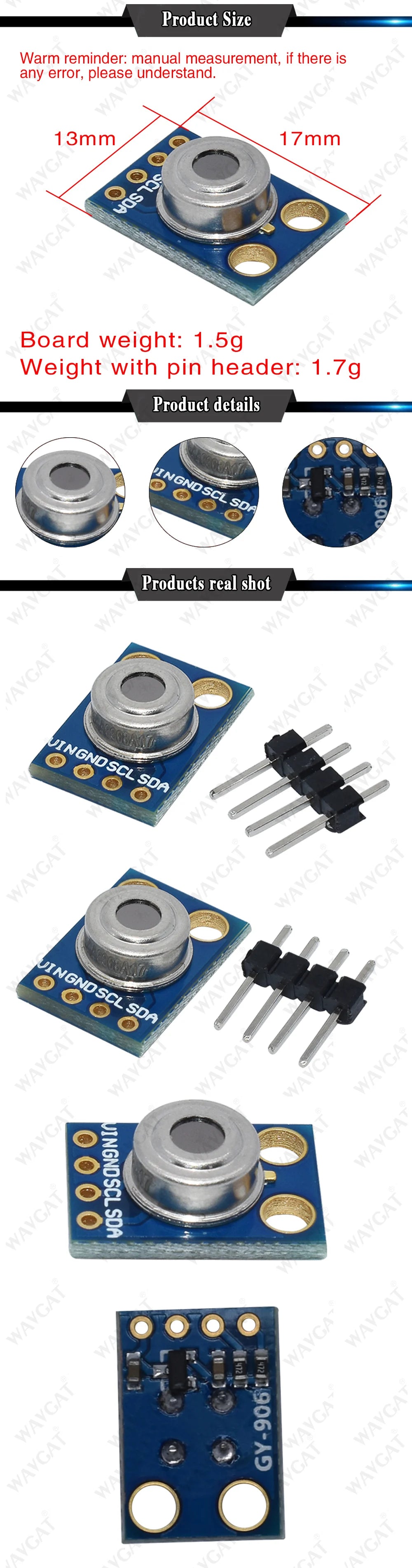 GY-906 MLX90614 MLX90614ESF non-contact Infrared Temperature Sensor Module IIC Interface IR Sensor Compatible for arduino
