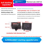 CBB61 Fan Air Conditioner Starting Capacitor 450V 1/1.2/1.5/2/2.5/3/3.5/4/4.5/5/6/7/8/10/12UF Ceiling Fan Hood Motor Capacitor