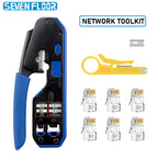RJ45 Crimping Tool Set, 8P6P Cat5 Cat5e Cat6 Ethernet Crimper Pliers with Wire Stripper Cutter for RJ11 RJ12 Modular Plugs