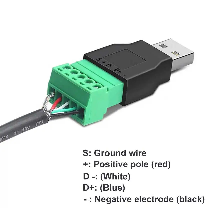 USB 2.0 Connector Avoid Welding Plugs USB Type A Male Female to 4Pin 5pin Screw Terminal Socket Adapter Plug For Computer TV
