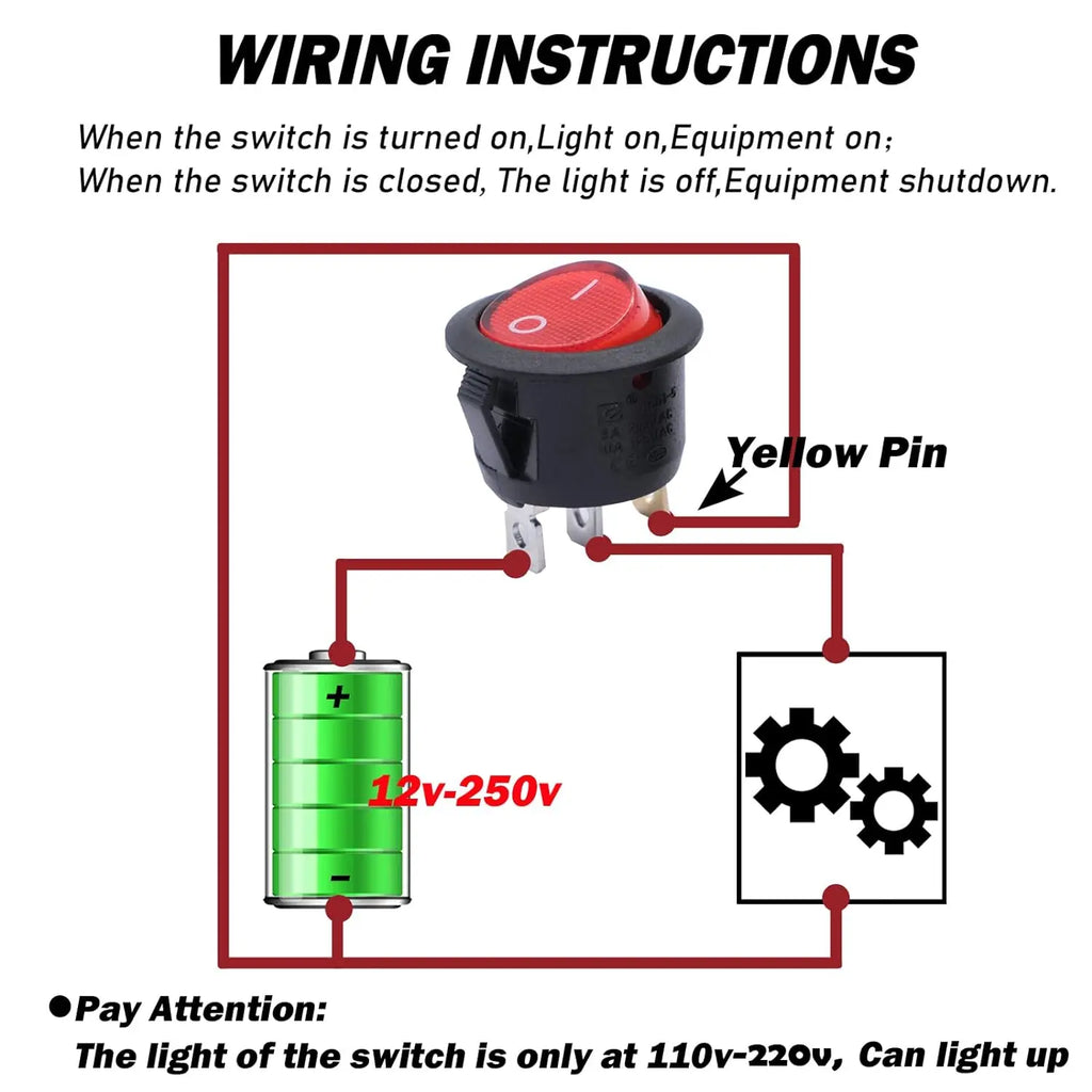 4/5/12pcs 3pin Round Switch LED 20A 12V DC With Color Switch Rocker Switch Can Be Used For Car Motorcycle Boat Bus RV