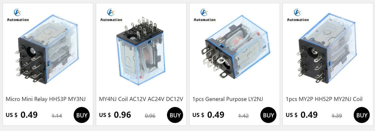 1pcs General Purpose LY2NJ HH62P  Electronic Micro Electromagnetic Relay LED Lamp 10A 8 Pins Coil DPDT DC12V 24V AC110V 220V