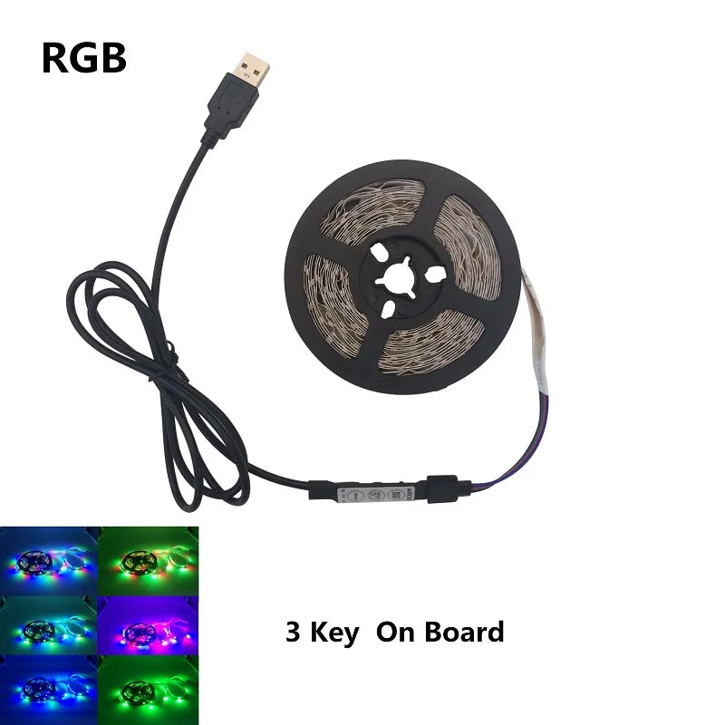 5M USB LED Strip Light 5V 3528 1 Meter 5 Meter Yellow Cool White Pink Green Blue Red SMD Ribbon Ceiling Cabinet Light Waterproof