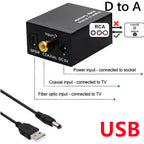 ADC Analog To Digital Audio Converter RCA to Optical Toslink Audio Adapter Analog Digital Fiber Toslink Coaxial Audio Converter