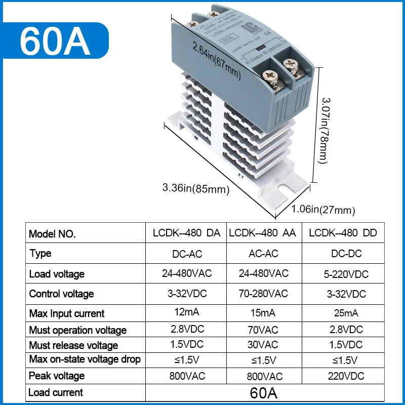 SSR Solid State Relay DIN Rail Relay With Heatsink 10A 25A 40A 60A 80A 100A 120A DC - AC DC - DC AC - AC Single Phase Control