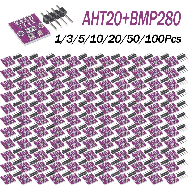 10/20/50/100Pcs AHT20+BMP280 Temperature Humidity Air Pressure Module High-precision Digital Barometric Pressure Sen