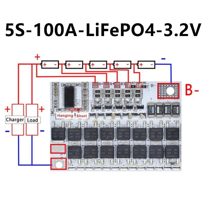 3S 4S 5S 100A BMS Protection Board with Balance for Li-ion /LiFePO4 Battery 18650 Power Bank UPS Solar DIY E-bike Charger Module