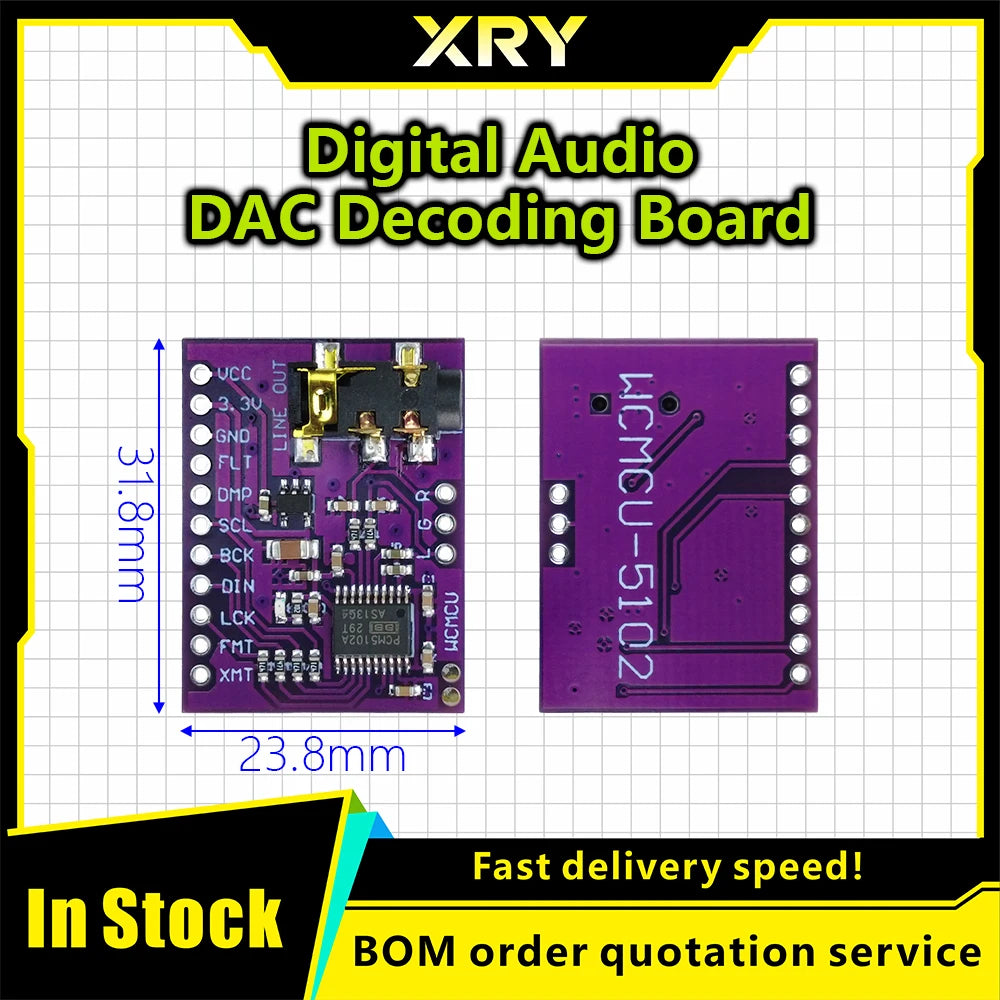 Interfaz I2S PCM5102A DAC, decodificador GY-PCM5102 I2S, módulo de reproductor para Raspberry Pi, placa de formato pHAT, placa d