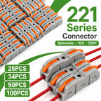 PCT-221 Lever Wire Connector 25 34 50 100PCS Inline Splicing Terminal Block Compact Cable Splitter Kit for LED Electrical Wiring
