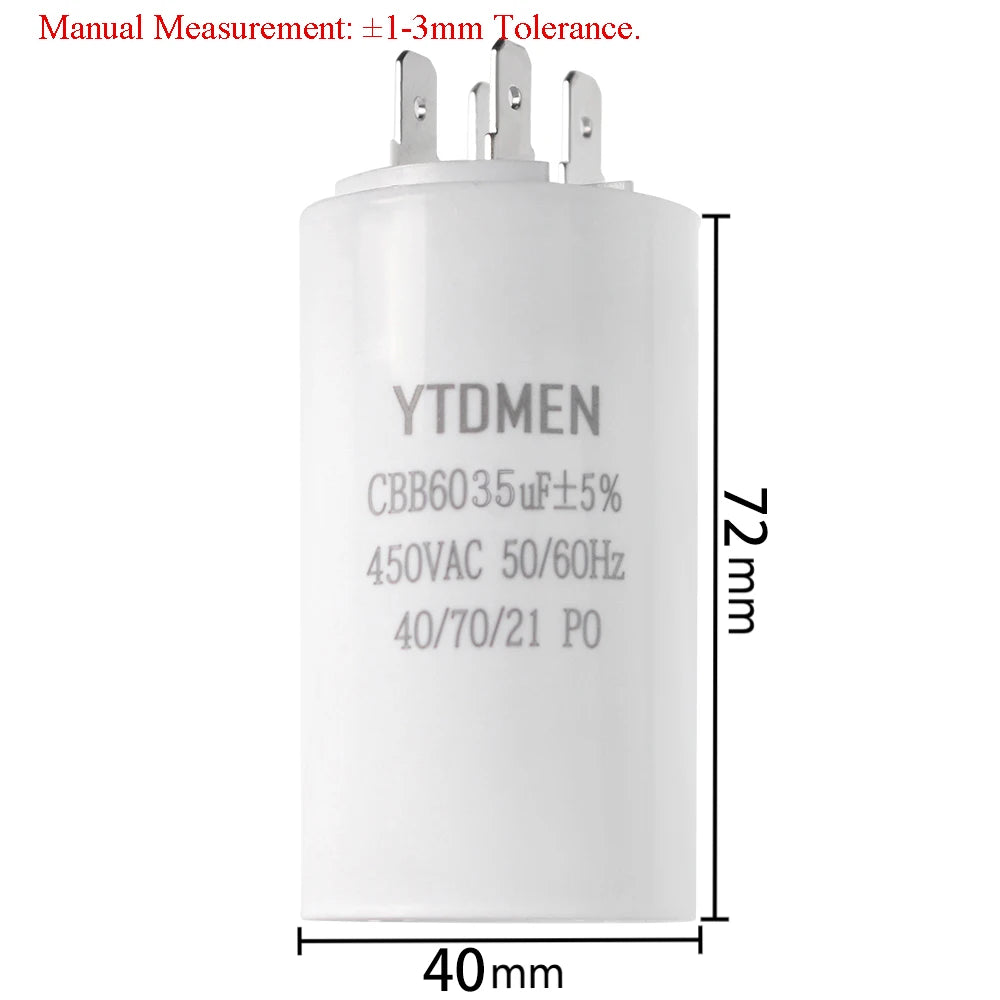 AC 450V CBB60 Dual Insert Motor Starting Capacitor 4pin 4UF-60UF Replacement Motor Run Capacitors For Air Compressor Water Pump