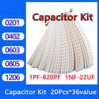 Capacitor kit 0201 0402 0603 0805 1206 smd Capacity package each value*20PCS Sample Kit Capacitor 1nf 10nf 100nf 1uf 10uf 22uf