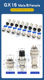 2Set GX12 GX16 GX20 2/3/4/5/6/7/8/9/10 Pin Male Female Butting Wire Cable Circular Aviation Socket Plug Panel Connector