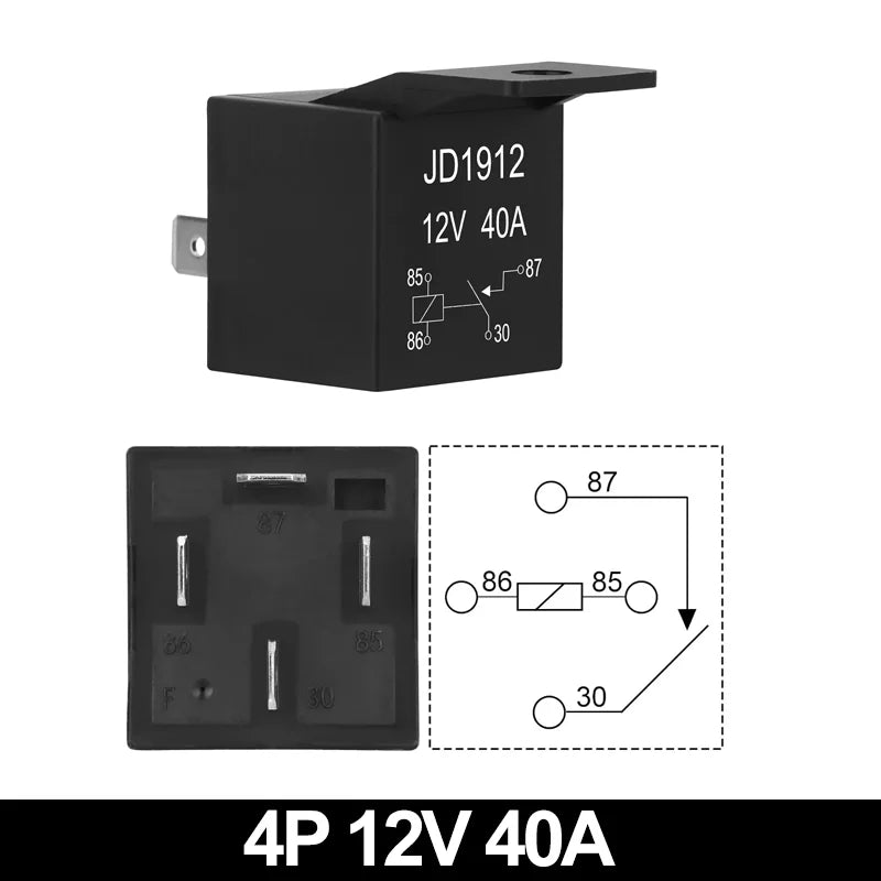 JD1914 40A 12V/24V SPDT Waterproof Car Relay, 4/5 Pin Auto Switch Starter Kit for Car Boat Tractor Truck Motorcycle