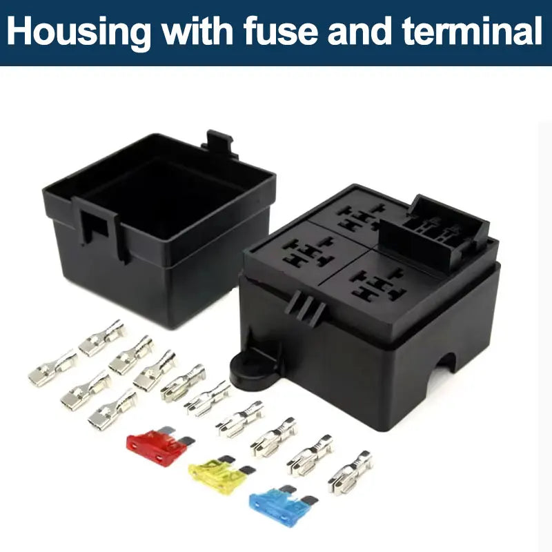 4/5P Relay Box with 12V/24V Auto Car Truck 3-Way Fuse Holder ATO Circuit 3 Blade Fuses for Car Boat Products