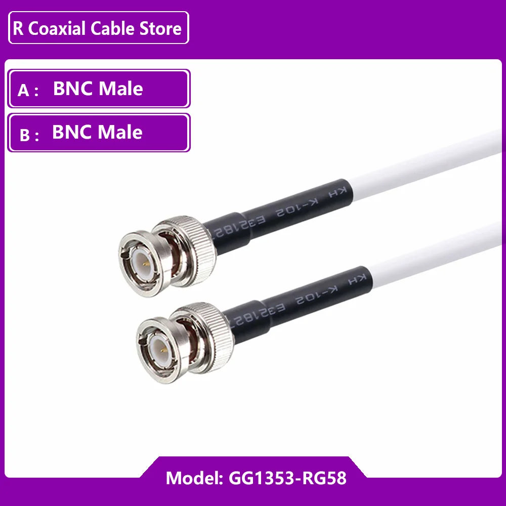 1PC RF Coaxial Cable BNC Male to BNC Male Plug RG316 RG174 RG58 RG179 RG400 RG402 Crimp Connector Dual BNC Male Plug Wire