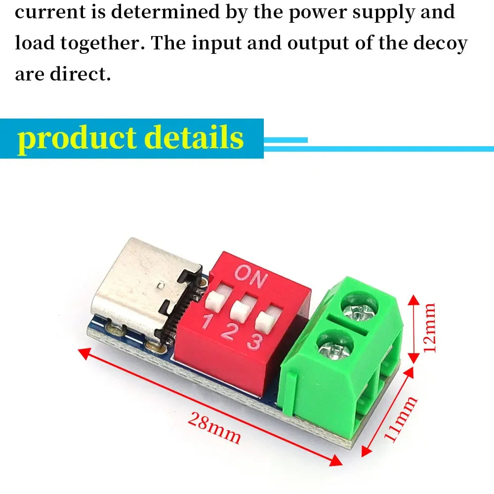 1/3/5/10/20PCS Type-C PD QC Trigger Module 5V 9V 12V 15V 20V Adjustable Fast Charging Decoy Module 100W