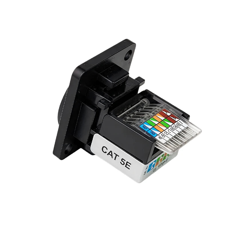D Type RJ45 CAT5E CAT6 CAT6A CAT7 Panel Mount Feed Through Connector Shielded Ethernet Socket for Rack Cabinet Wall Plate 8P8C