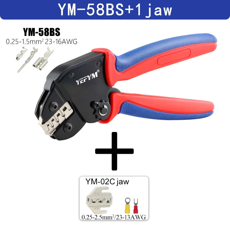 Mini Pliers YM-58BS Tools For XH2.54/DuPont2.54/2.8/4.8/6.3/Non-Insulated/Ferrule Tube Terminals Ratchet Wire Crimping Sets