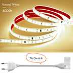 120LED/m LED Strip Light 220v Flexible&10cm Cuttable Soft Lamp Bar 2835 Tape Adhesive EU Plug Vanity Cabinet Wardrobe Home Decor