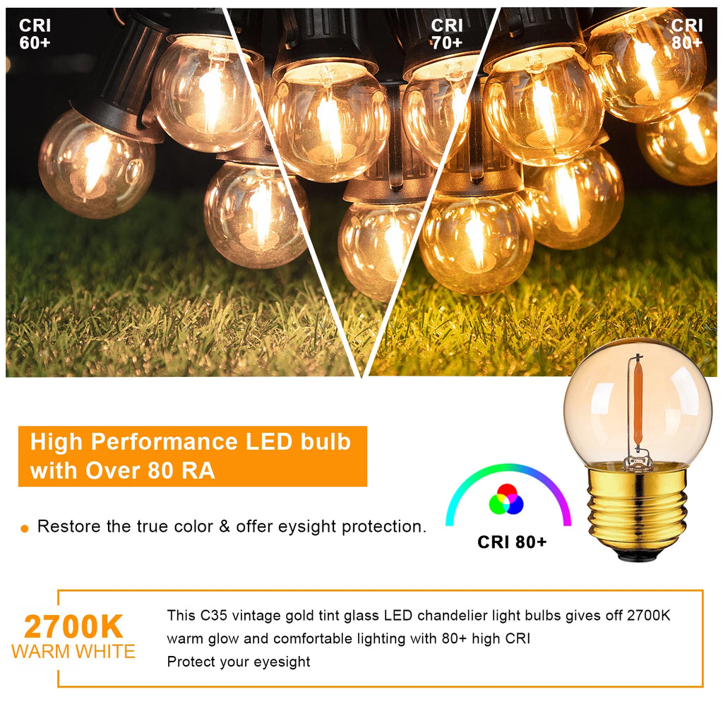 Vintage Globe Light Bulb G40 1W Equal to 10 Watts Led Filament Bulb 2200K Warm White 220V Gold Tint Glass E27 Base Dimmable Lamp