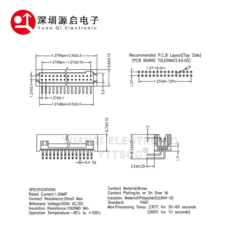 DC3 IDC Box Headers 1.27mm SMT JTAG Connector 2*5 10P/12/14/16/20/30/40/80/100 Pin For External Positioning Column Female Socket