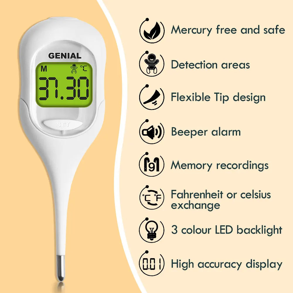 10S Digital Thermometer for Baby, Kids & Adults, Color-Coded Readings, Oral, Baby Rectal Thermometer or Under The Arm