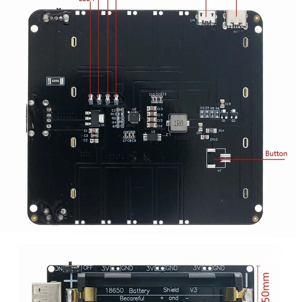 XZG Two Voltage 18650 Lithium Battery Shield V8 Mobile Power Expansion Board Module 5V/3A 3V/1A Micro USB For Arduino ESP8266