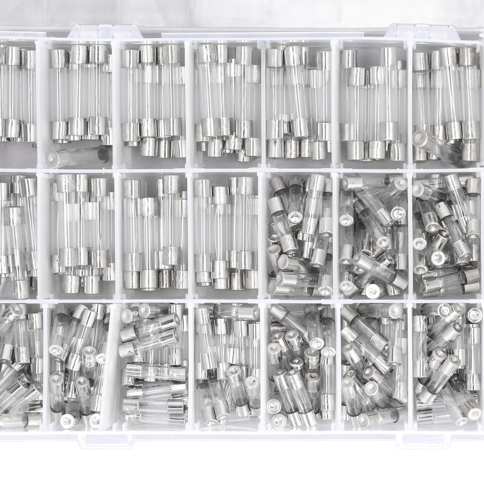 360Pcs/box Glass Fuse Tube 0.25A‑20A 24 Types 6x30mm 5x20mm Assortment Set Kit for Circuit Protection