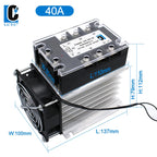 LCTC Three Phase Solid State Relay SSR Zero Cross 3-phase Load Relay 3-32VDC Control With Radiator 380V10A 25A 40A 60A 80A 100A