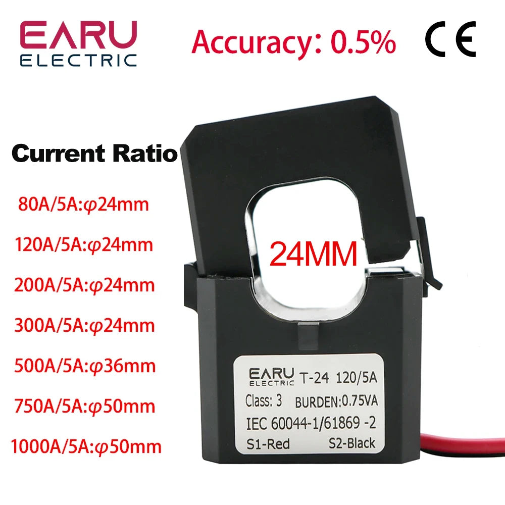 EARU Openable Split Core Type Current Transformer CT Clamp Sensor 5A Secondary Output Current High Accuracy Frequency 80A-1000A