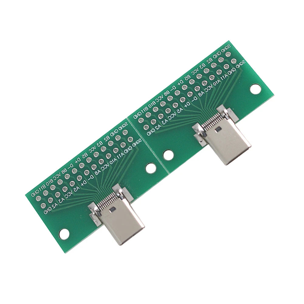 2PCS Type-C Male To Female Adapter Test Board Type-C Male/Female PCB Board 24Pin 2.54mm Connector Socket PCB Universal Converter
