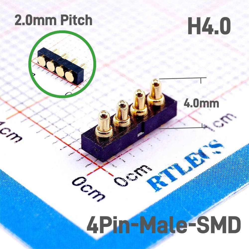Spring-Loaded Pogo Pin Connector 2.0 mm Pitch 2 3 4 5 6 Pins Through Holes PCB SMD Height 3 4 4.5 7 mm Modular Contact Strip