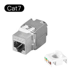 Tool-Less Cat6a Cat7 Keystone Jack RJ45 STP Zinc Alloy Module Coupler 22-26 AWG Shielded Network Ethernet Adapter