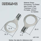 100pcs RNB Brass Ring Bare Terminal Block Connector Cable Lugs Wire Crimping Tips Electrical Connection Strips 12V 2.5mm 4mm 6mm