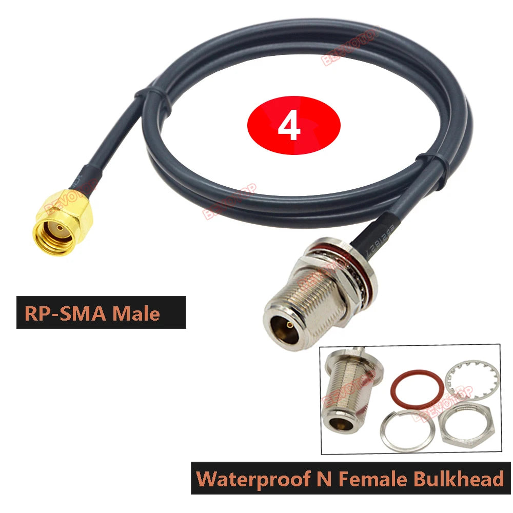 1PCS RG58 Cable Waterproof N Female Bulkhead to SMA/ RP-SMA Male Female RF Coax Pigtail 3G 4G 5G LTE Antenna Extension Jumper