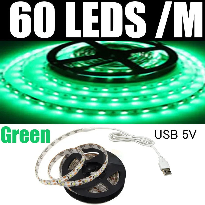 5M USB LED Strip Light 5V 3528 1 Meter 5 Meter White Warm White Pink Green Blue Red SMD RibbonKitchen Light Under Cabinet Lamp