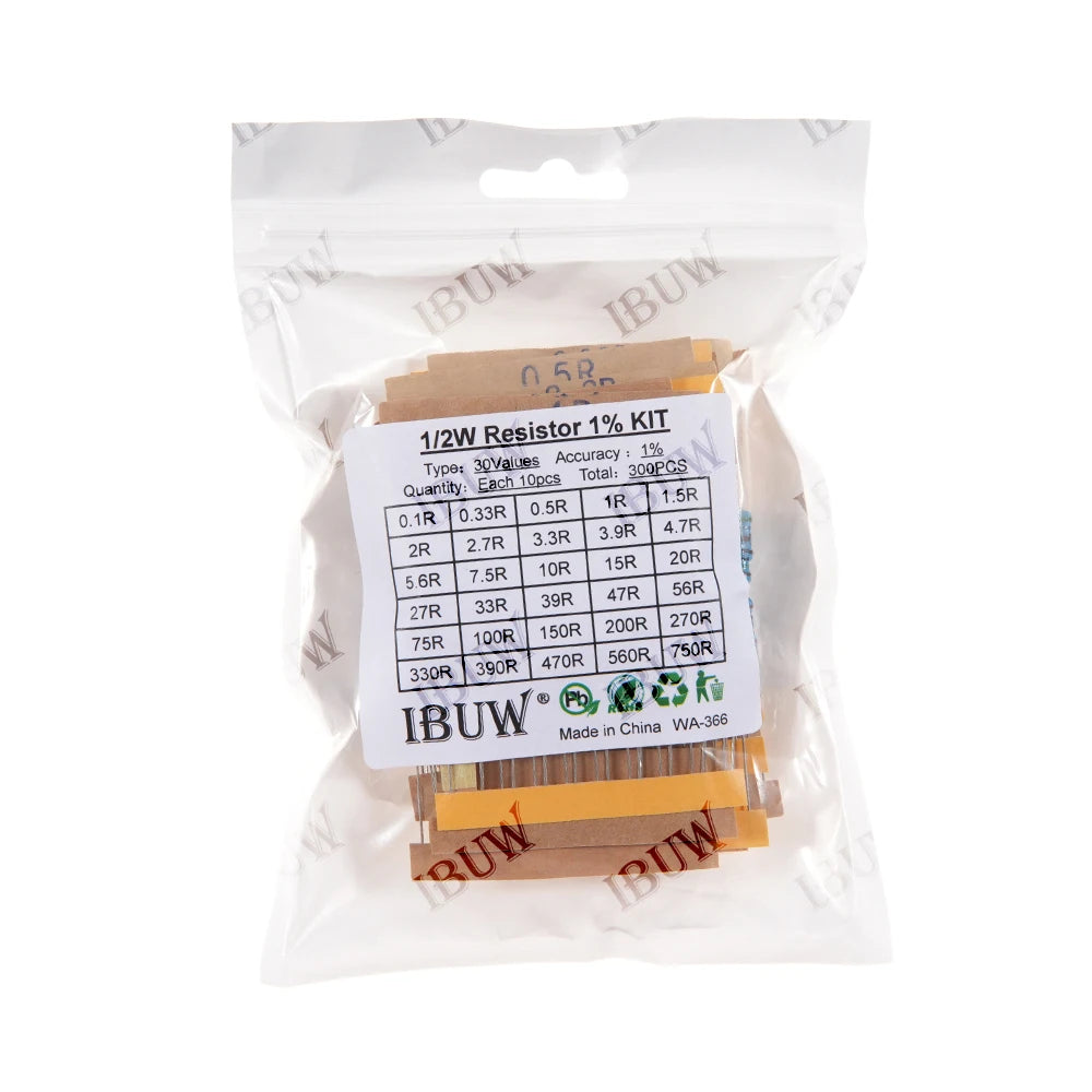 1/4W 1/2W 1W 2W 3W Resistance Set 1% Metal Film Resistor Assortment Kit 1K~820K 0.1R~750R 10K 6.8R 7.5R 47R 41R