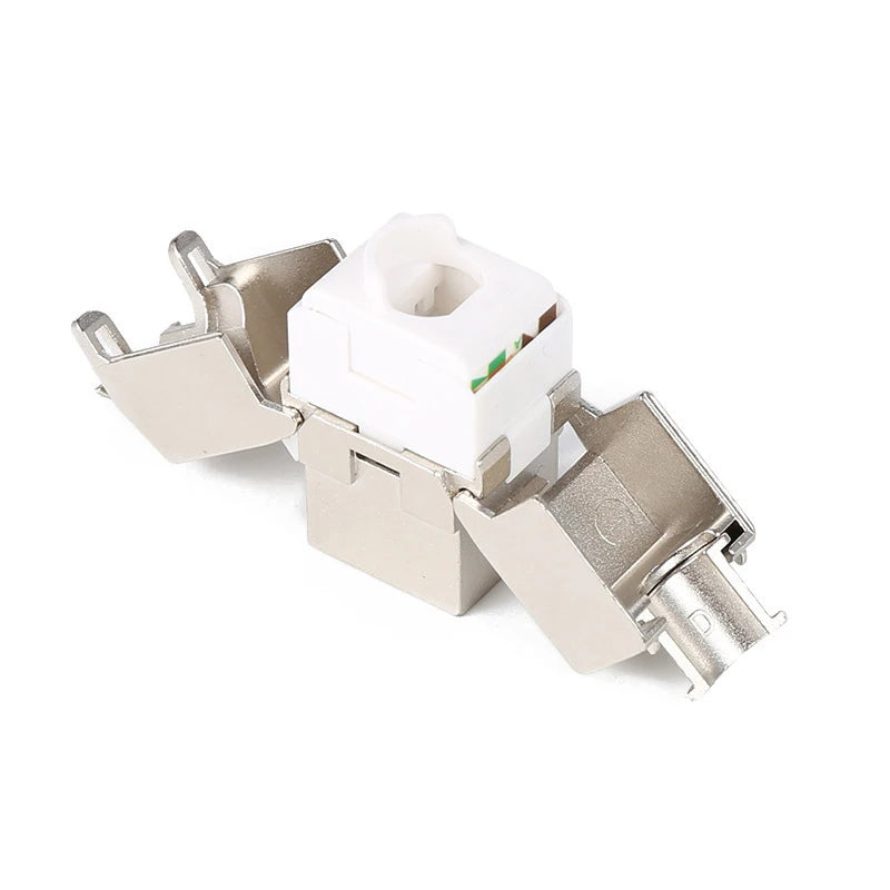 Hoolnx CAT8 CAT7 CAT6A CAT6 Tool less RJ45 Keystone Jack, Metal Zinc Alloy Self-locking Tool Free STP Shielded Module Coupler
